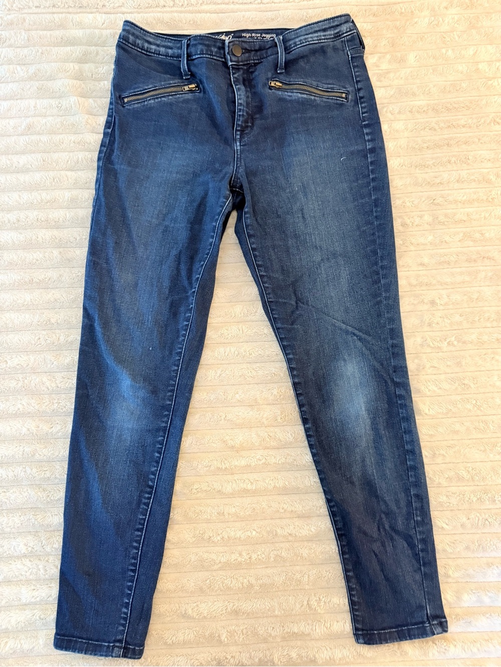 Mossimo Supply Co. Dark Blue Stretch Jeggings with Zip Front Pockets